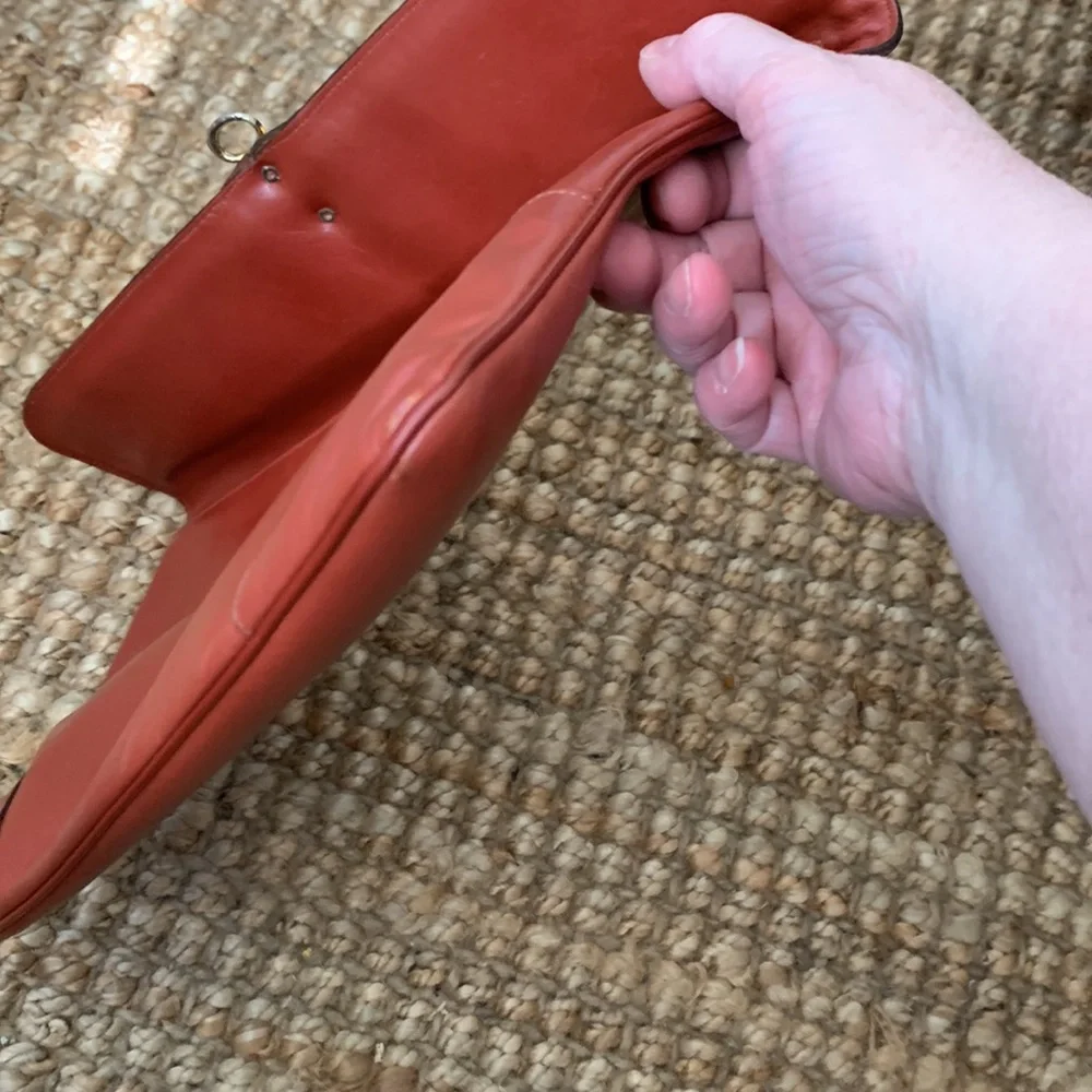 Vintage 1970’s Oleg Cassini oxblood Burgundy Leather Clutch so Jackie O - GUVC